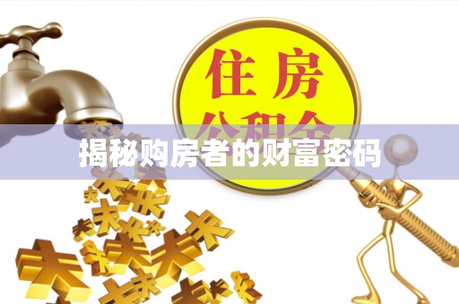 张店揭秘购房者的财富密码