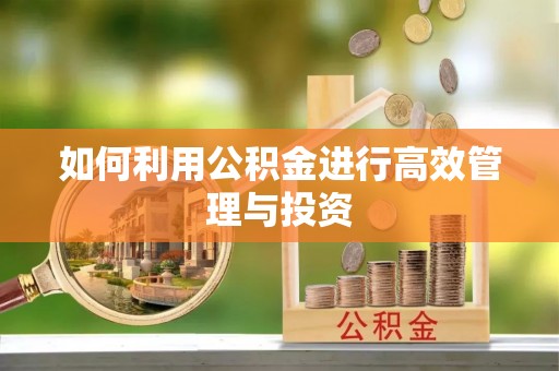 张店如何利用公积金进行高效管理与投资